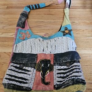 Colorful Patchwork Elephant Design Women's Bag